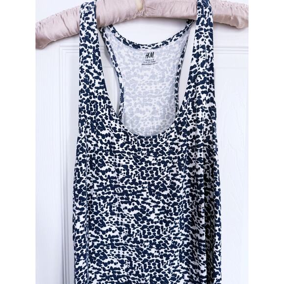 H&M Navy White Maxi Dress Medium Relaxed Coastal Chic Layering Minimalist Soft - Picture 5 of 6